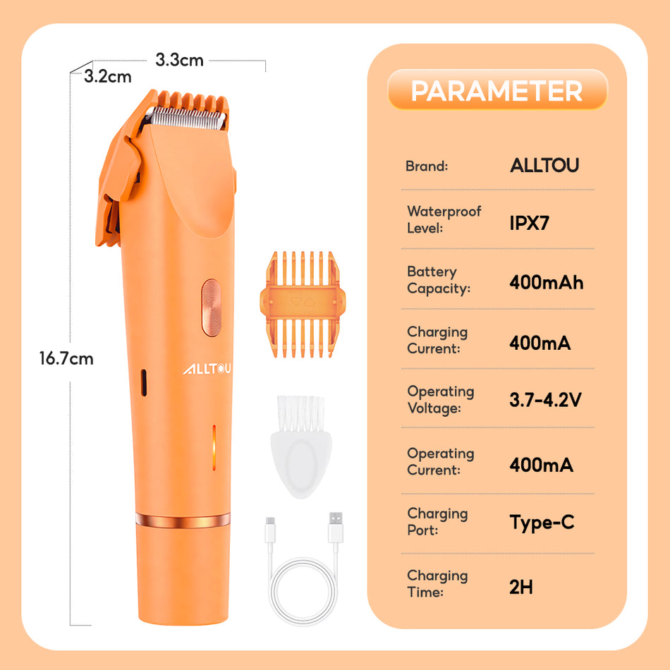 ALLTOU Women Electric Shaver 2 In 1 Bikini Trimmer IPX7 Waterproof with Dual Ceramic Blades Painless Hair Removal