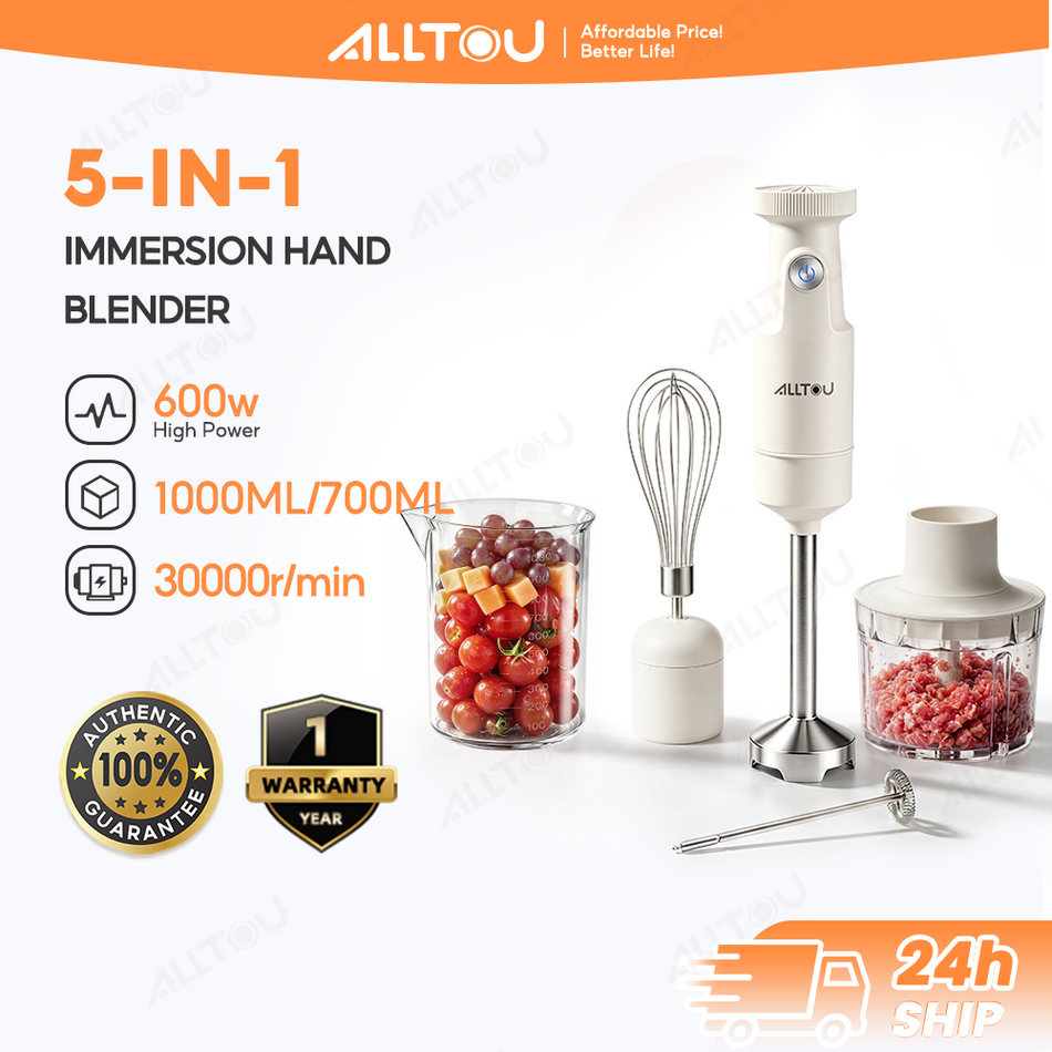 ALLTOU 5-IN-1 Hand Blender Multifunction Hand Blender 600W High Power Chopper Food Processor 1000ML Baby Food Juicer