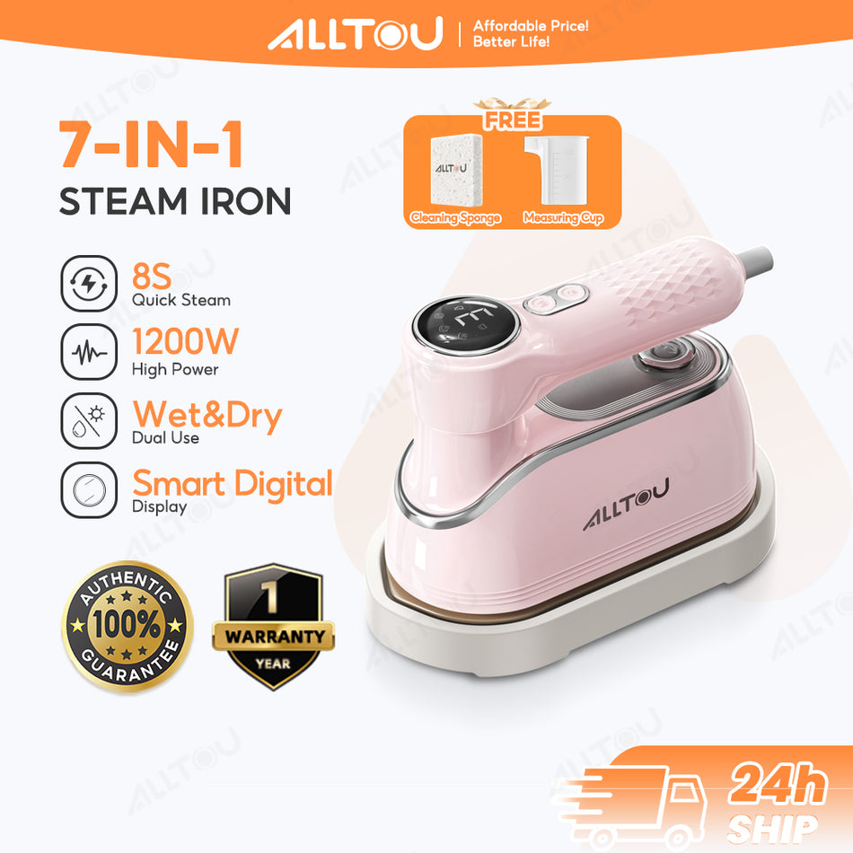 ALLTOU Electric Steam Iron 1200W Wet & Dry Iron Rotatable Flexible Switching Steamer Garment Use For Trave